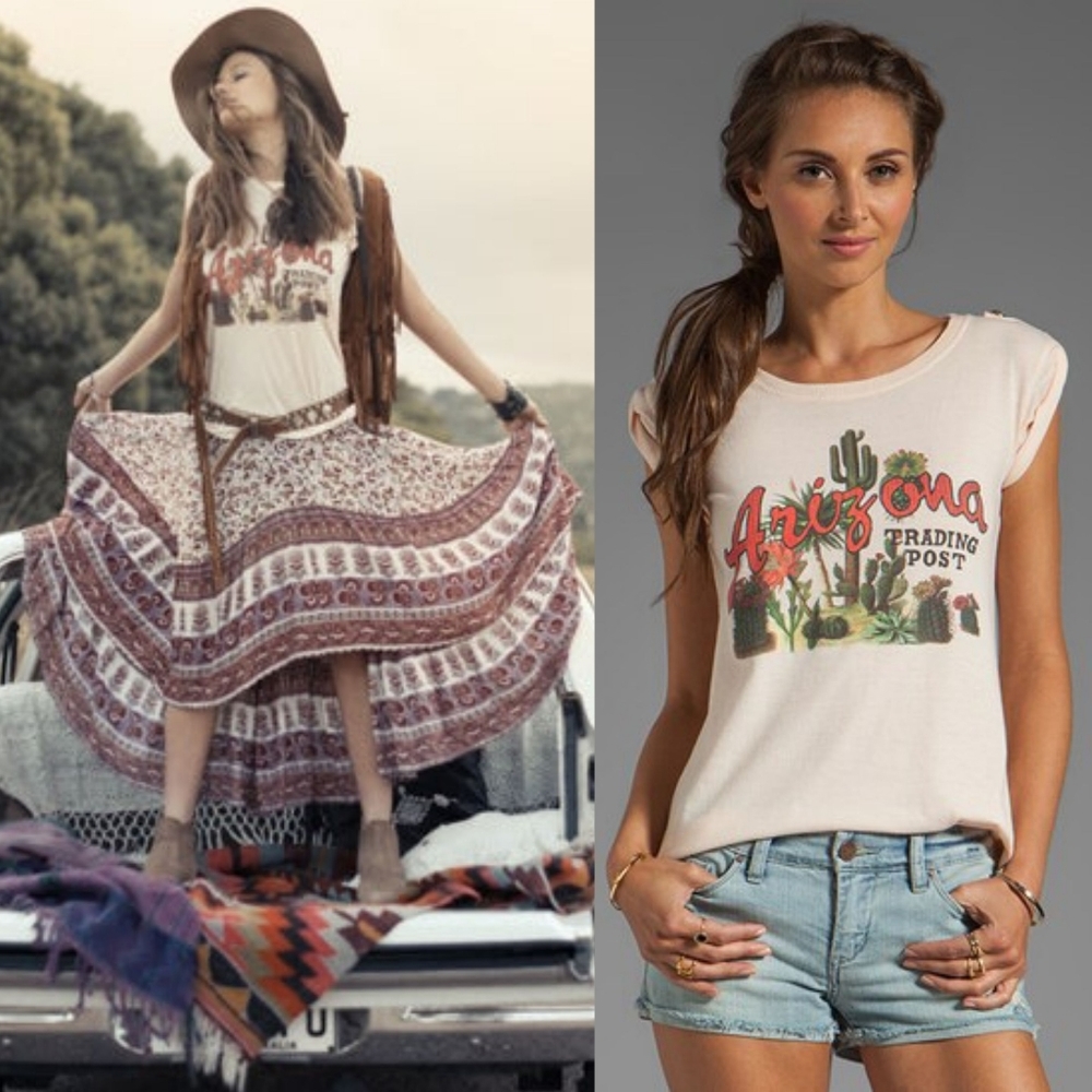 Rare spell designs Arizona cactus roadtrip tee off white t-shirt tank top 6 / xs